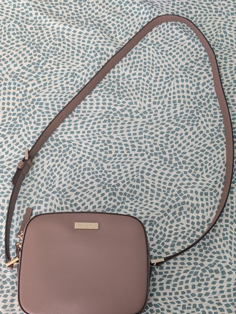 kate spade mauve pink leather crossbody with gold hardware